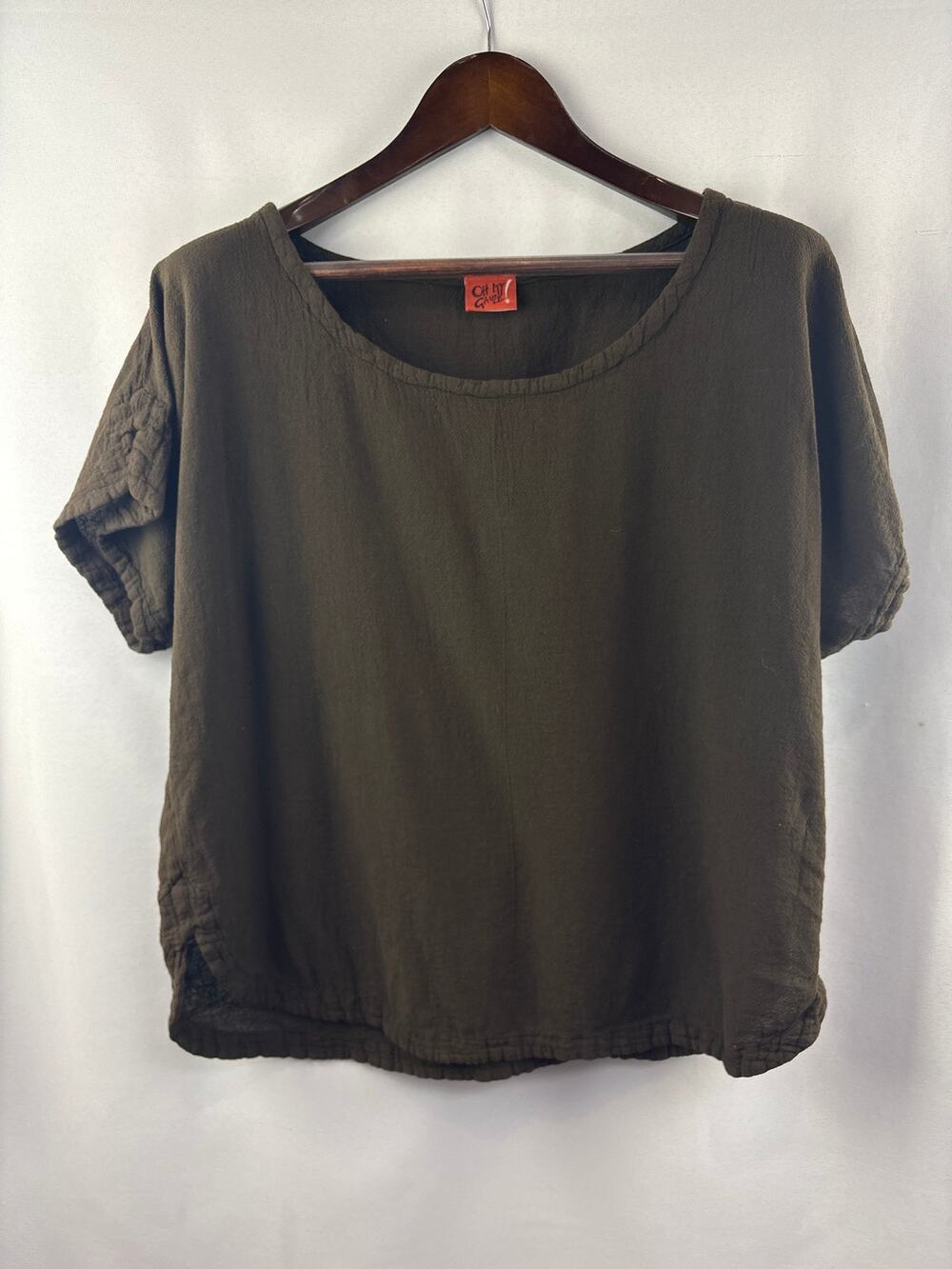 Women’s Oh My Gauze! XL Brown Short Sleeve Blouse